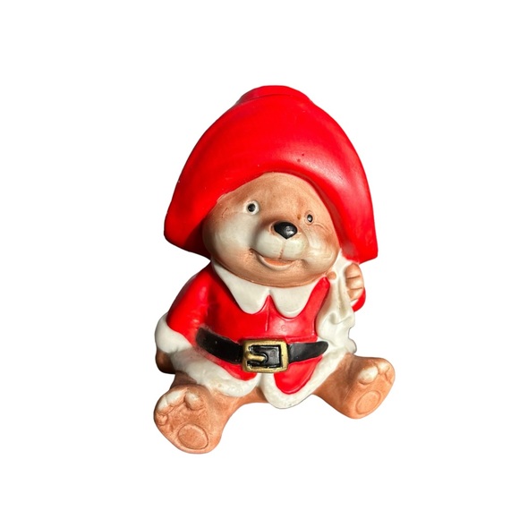 Vintage Other - Vintage Homco Christmas Santa Teddy Bear Ceramic Figurine Retro Holiday Decor